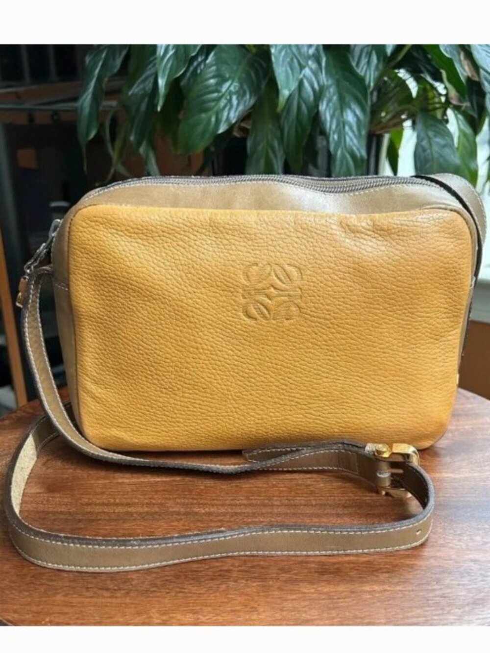 LOEWE Pebbled Calfskin Crossbody Bag Warm Desert Tan